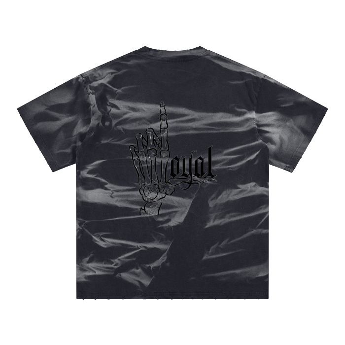 Irregular Stripe Frayed Monkey Washed T-Shirt - 250 GSM